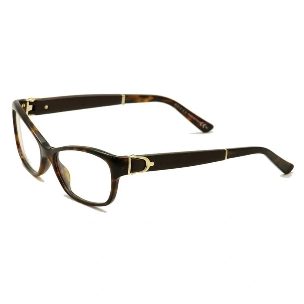 Gucci Full Rim Frame Glasses for Women Brown Tortoiseshell Frame & Leather Sides